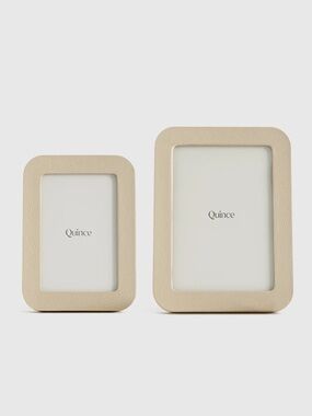 QUINCE Shagreen Leather Picture Frames Set of 2 Cream 055